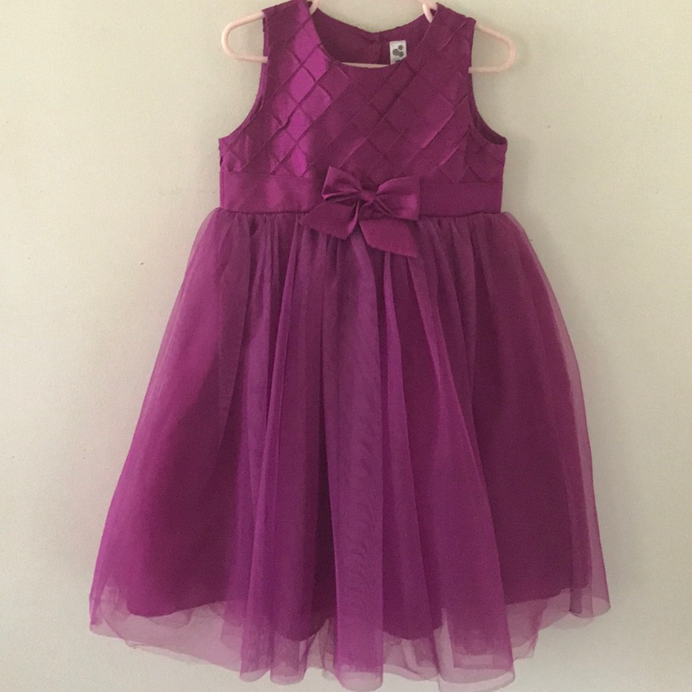 Beautiful Fuchsia Bow dress with tulle overlay